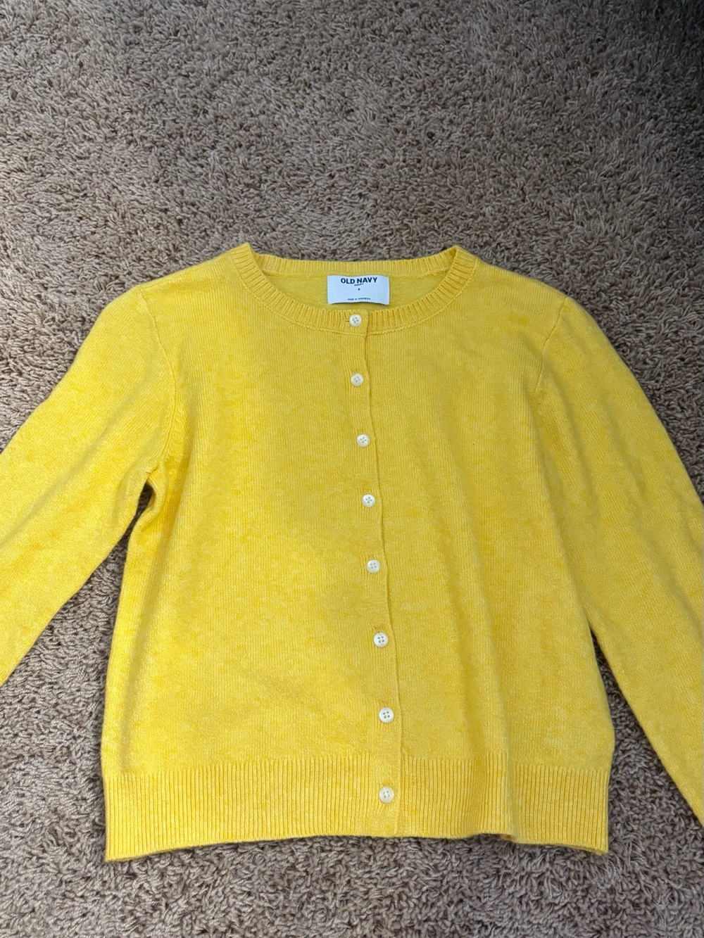 Old Navy Bright Yellow Crewneck Button Cardigan